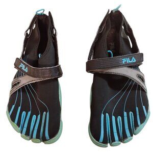 Fila Skeletoes Barefoot Water Outdoor Running Shoes Womens Size 10 Black Blue